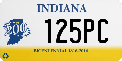 IN license plate 125PC