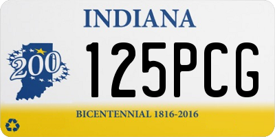 IN license plate 125PCG