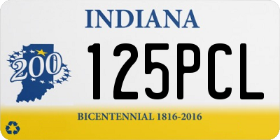 IN license plate 125PCL