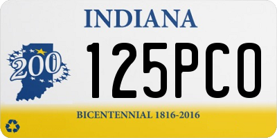 IN license plate 125PCO