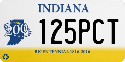 IN license plate 125PCT