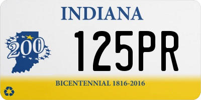 IN license plate 125PR