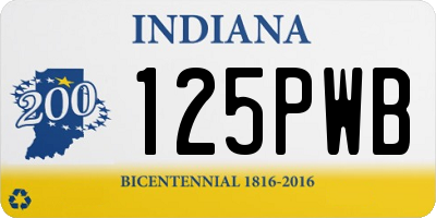 IN license plate 125PWB