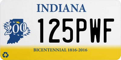 IN license plate 125PWF