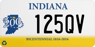 IN license plate 125QV