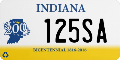 IN license plate 125SA