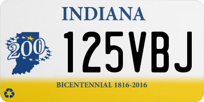IN license plate 125VBJ