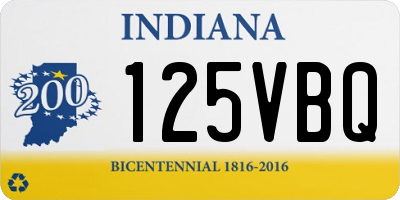 IN license plate 125VBQ