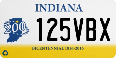 IN license plate 125VBX