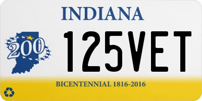 IN license plate 125VET