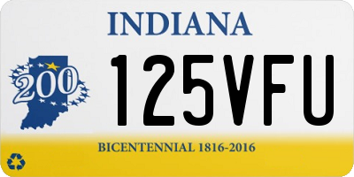 IN license plate 125VFU
