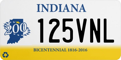 IN license plate 125VNL