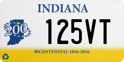 IN license plate 125VT