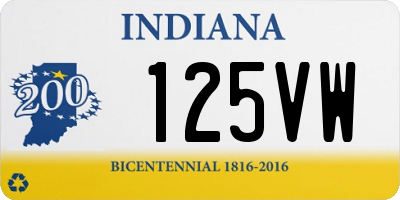IN license plate 125VW