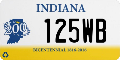 IN license plate 125WB