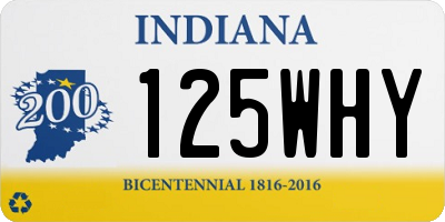 IN license plate 125WHY
