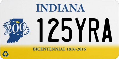 IN license plate 125YRA