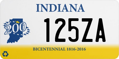 IN license plate 125ZA