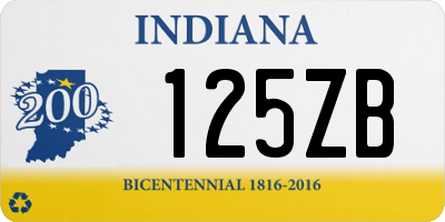 IN license plate 125ZB