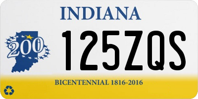 IN license plate 125ZQS