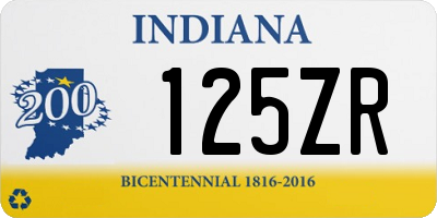 IN license plate 125ZR