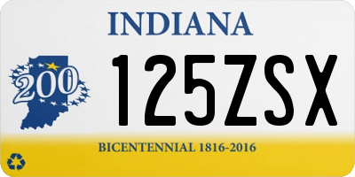IN license plate 125ZSX