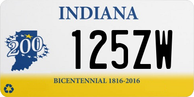 IN license plate 125ZW