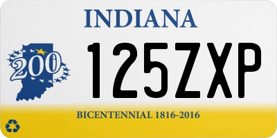 IN license plate 125ZXP