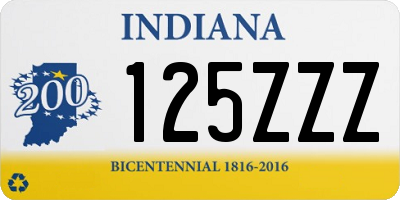 IN license plate 125ZZZ