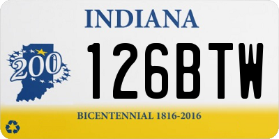 IN license plate 126BTW