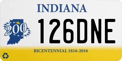 IN license plate 126DNE