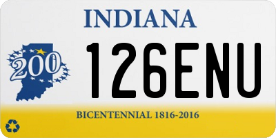 IN license plate 126ENU