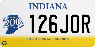 IN license plate 126JOR