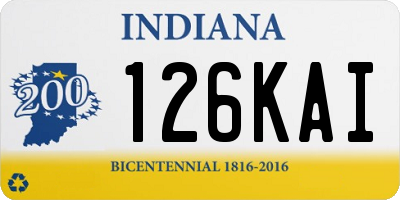 IN license plate 126KAI