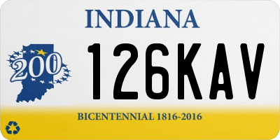 IN license plate 126KAV