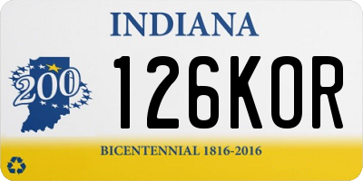 IN license plate 126KOR