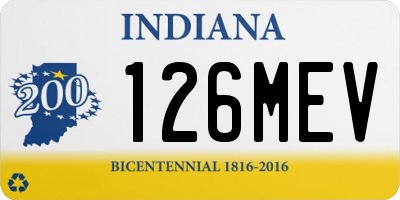 IN license plate 126MEV