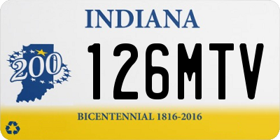 IN license plate 126MTV