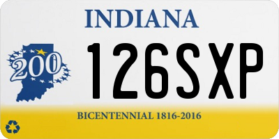 IN license plate 126SXP