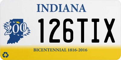 IN license plate 126TIX