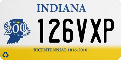 IN license plate 126VXP