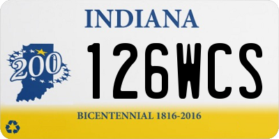 IN license plate 126WCS