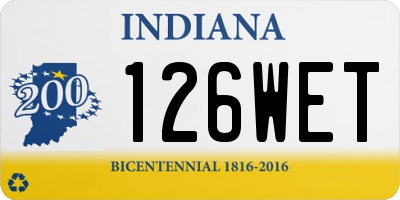 IN license plate 126WET