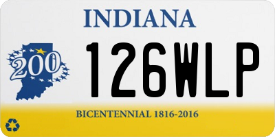 IN license plate 126WLP