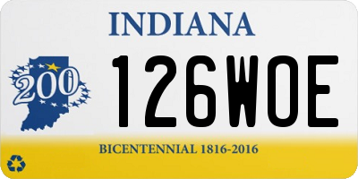 IN license plate 126WOE