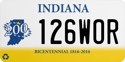 IN license plate 126WOR