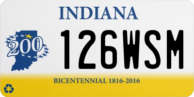 IN license plate 126WSM
