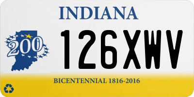 IN license plate 126XWV
