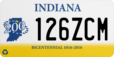 IN license plate 126ZCM