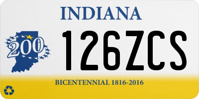 IN license plate 126ZCS